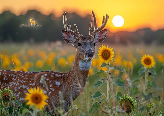 Deer Eat Sunflowers 