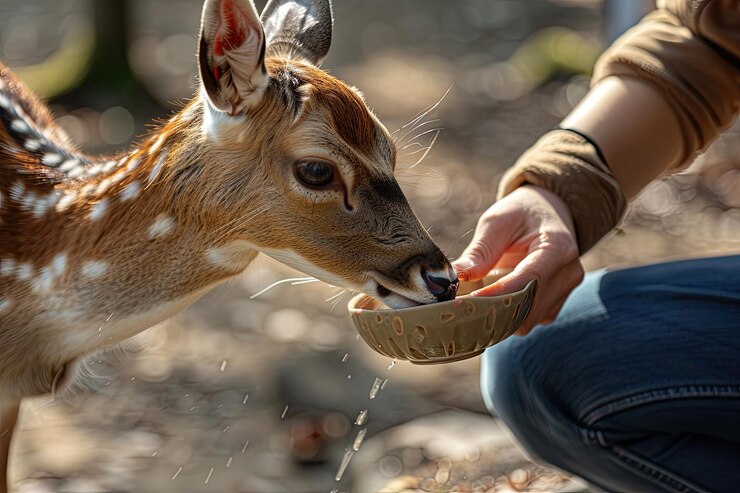 Feeding deer pet