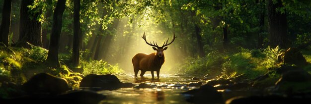 Deer stands in a spacious environment