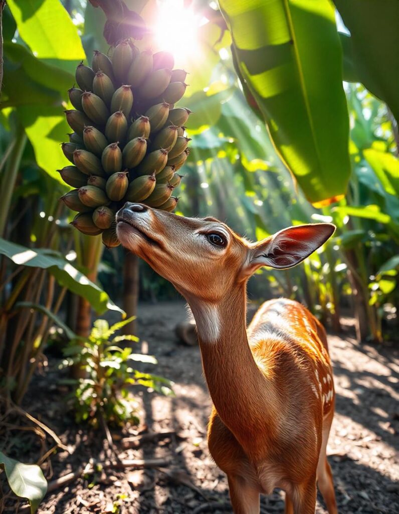 Deer Feeding on Bananas