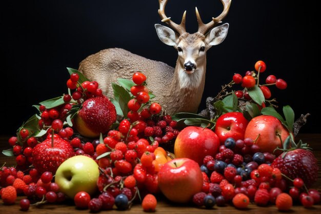 Deer Standing within diverse fruits. Can deer Eat Strawberries?



