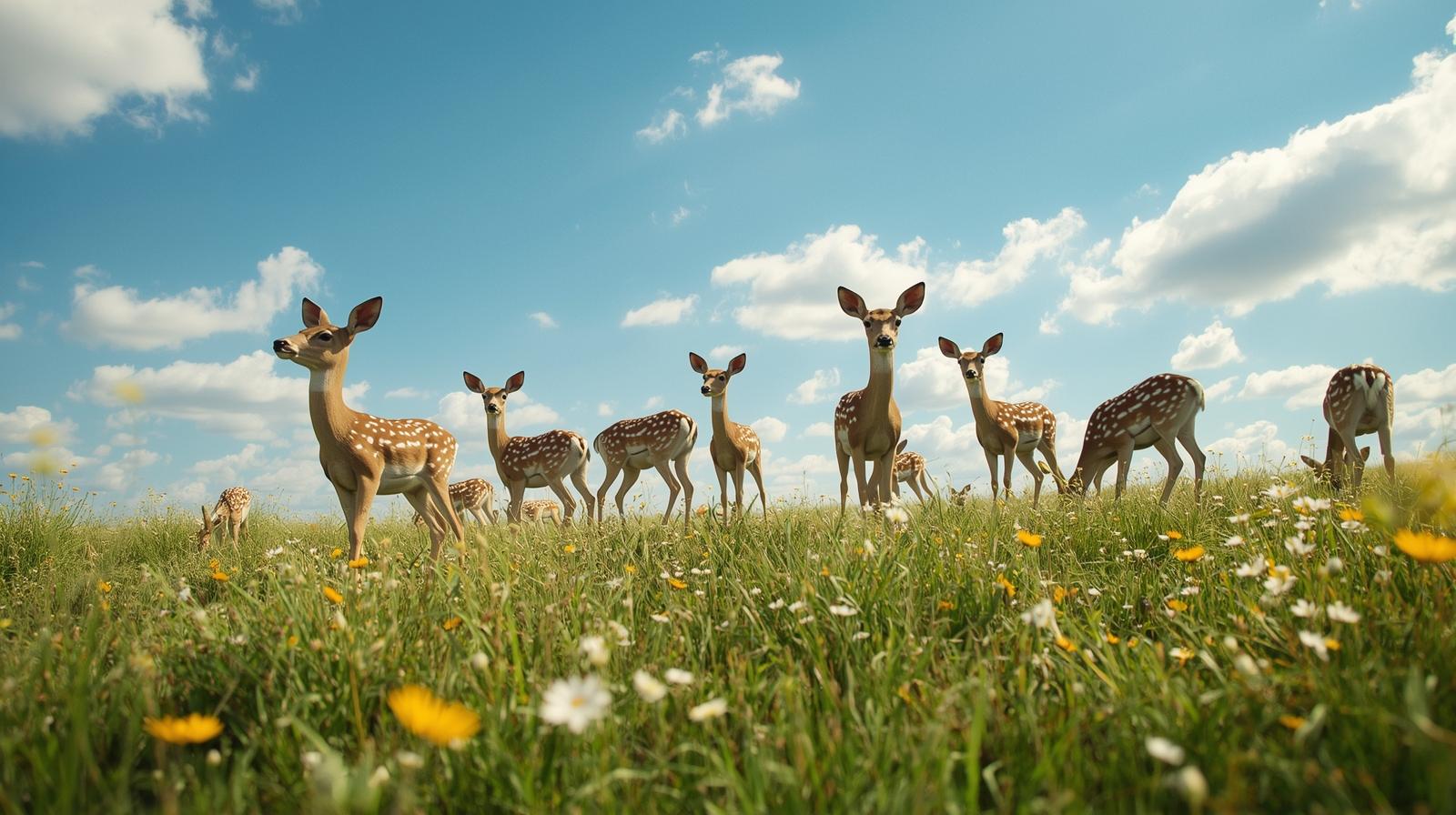 A group of deer in the field.