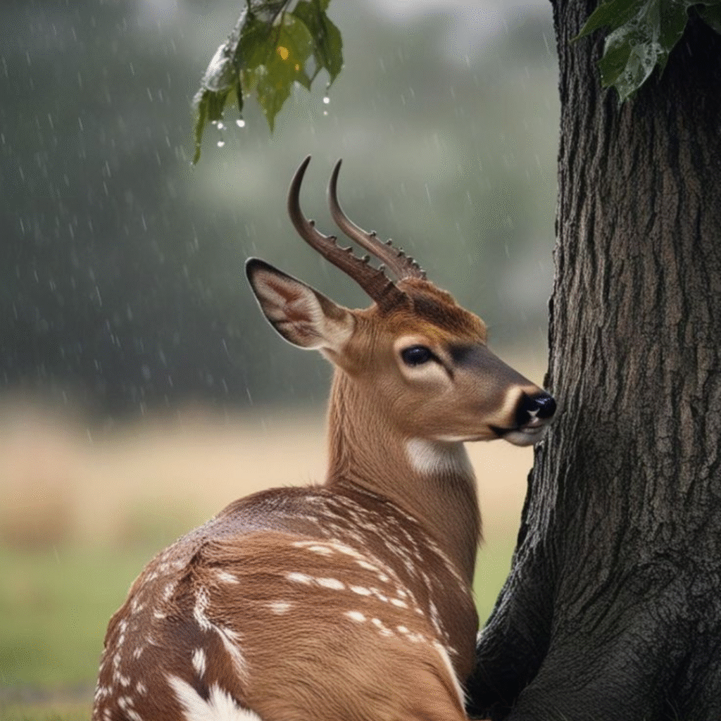 deer in rain